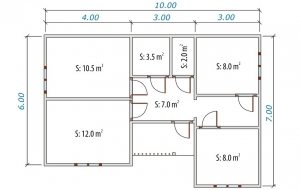Проект одноэтажного деревянного дома 10х7 м из бруса Проект одноэтажного деревянного дома 10х7 м из бруса