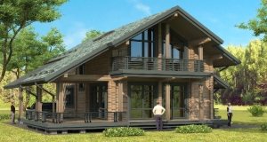 Интересный и большой одноэтажный дом из Интересный проект большого одноэтажного дома из бруса с мансардойс мансардой Интересный проект большого одноэтажного дома из бруса с мансардой