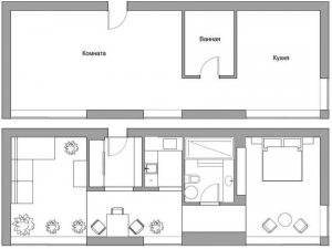 Удачная перепланировки однокомнатной квартиры площадью 50 кв.м Удачная перепланировки однокомнатной квартиры площадью 50 кв.м