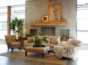 Фальш-камин в гостиной оформлен декоративной штукатуркой Фальш-камин в гостиной оформлен декоративной штукатуркой