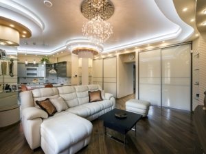 Оригинальный дизайн потолка с подсветкой из светодиодных лент Оригинальный дизайн потолка с подсветкой из светодиодных лент