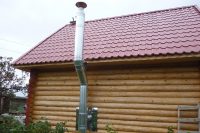 Дымоход, установленный через стену дома Дымоход, установленный через стену дома