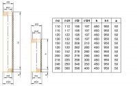 Таблица размеров сэндвич трубы для дымохода. D - диаметр трубы, H - длина сегмента Таблица размеров сэндвич трубы для дымохода. D - диаметр трубы, H - длина сегмента