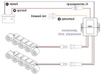 Схема подключения ДХО с блоком управления