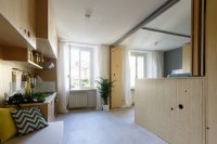 Функциональная складная деревянная перегородка, выполненная в едином стиле с мебелью Функциональная складная деревянная перегородка, выполненная в едином стиле с мебелью