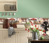 Один из вариантов размещения бордюра на кухне Один из вариантов размещения бордюра на кухне