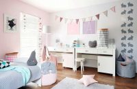 Учебная зона в комнате для двух девочек Учебная зона в комнате для двух девочек