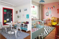 В игровой зоне использована мебель из пластика, в спальной - из ДСП В игровой зоне использована мебель из пластика, в спальной - из ДСП