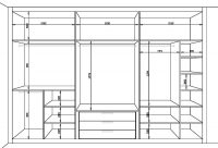 Схема системы хранения вдоль стены Схема системы хранения вдоль стены