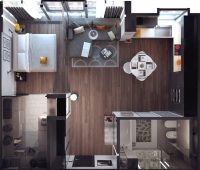 3D-план квартиры-студии с рациональной организацией пространства