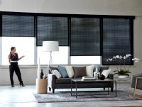 Для высоких панорамных окон можно приобрести рулонные шторы с автоматическим управлением Для высоких панорамных окон можно приобрести рулонные шторы с автоматическим управлением