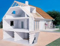 3D визуализация двухэтажного коттеджа, построенного из блоков