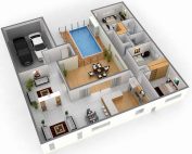 Проект одноэтажного дома с гаражом и бассейном Проект одноэтажного дома с гаражом и бассейном