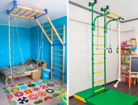 В стандартную комплектацию комплекса входит стационарная и веревочная лестницы, гимнастические кольца, трапеция и канат В стандартную комплектацию комплекса входит стационарная и веревочная лестницы, гимнастические кольца, трапеция и канат