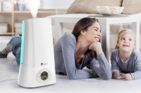 С помощью очистителя сухой воздух проходит через испарительные кассеты и оптимально увлажняется С помощью очистителя сухой воздух проходит через испарительные кассеты и оптимально увлажняется