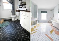 Пример удачного использования метода укладки керамической плитки для ванной «ёлочка» Пример удачного использования метода укладки керамической плитки для ванной «ёлочка»