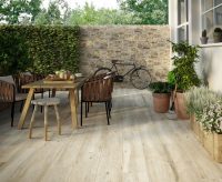 Благодаря повышенной износостойкости и прочности, плитку часто используют как покрытие на открытых террасах Благодаря повышенной износостойкости и прочности, плитку часто используют как покрытие на открытых террасах