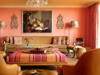 Для оформления интерьера в восточном стиле, можно использовать полотна с ярким, повторяющимся орнаментом или обои под покраску Для оформления интерьера в восточном стиле, можно использовать полотна с ярким, повторяющимся орнаментом или обои под покраску