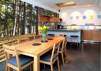 3D обои в кухне с изображением леса 3D обои в кухне с изображением леса