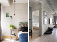 Обои под светлую кирпичную кладку в современных интерьерах Обои под светлую кирпичную кладку в современных интерьерах