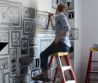 Оригинальный рисунок на стене в виде картин в рамах Оригинальный рисунок на стене в виде картин в рамах