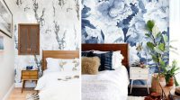 Для современного интерьера спальни можно использовать обои с акварельными рисунками