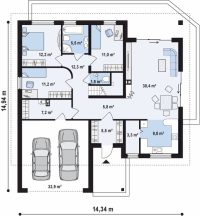 Проект дома с гаражом на 2 машины Проект дома с гаражом на 2 машины