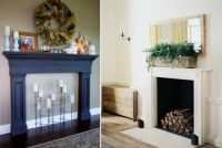 Фальш камин можно украсить с помощью ароматических свечей или натуральных поленьев Фальш камин можно украсить с помощью ароматических свечей или натуральных поленьев