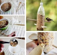 Технология изготовления кормушки из пластиковой бутылки и деревянной ложки Технология изготовления кормушки из пластиковой бутылки и деревянной ложки