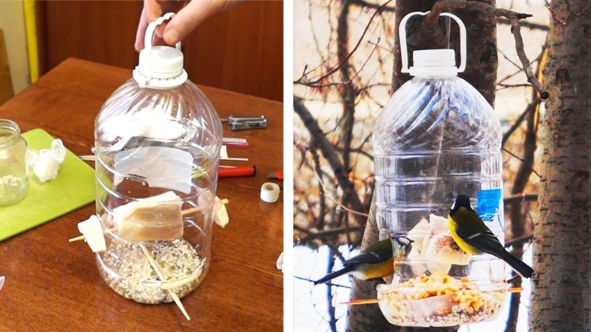 Технология создания зимней кормушки для птиц из пластиковой бутылки