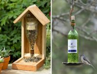 Оригинальные кормушки с использованием винных бутылок Оригинальные кормушки с использованием винных бутылок