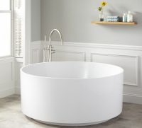 Для небольших ванных можно использовать маленькую глубокую ванну круглой или овальной формы Для небольших ванных можно использовать маленькую глубокую ванну круглой или овальной формы